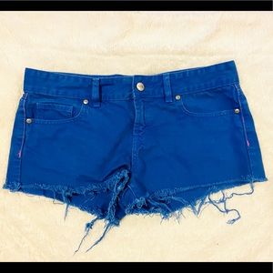 Victoria Secret PINK blue denim raw hem jean short